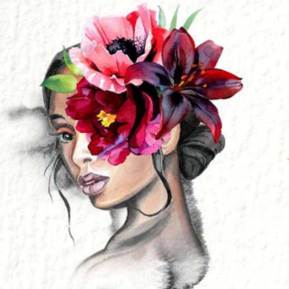 Watercolor Printed Face Mask Linen #3 - Picture 5 of 5